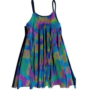 Les tout Petits Neon Sequin Print Fringe Dress Girls Size 8 LIKE NEW